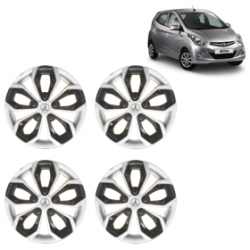 Premium Quality Car Full Wheel Cover Caps Clip Type 13 Inches (Fury) (Double Colour Silver-Black) For Eon 1.0L