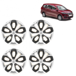 Premium Quality Car Full Wheel Cover Caps Clip Type 13 Inches (Fury) (Double Colour Silver-Black) For Ertiga