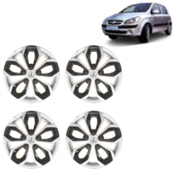 Premium Quality Car Full Wheel Cover Caps Clip Type 13 Inches (Fury) (Double Colour Silver-Black) For Getz Prime