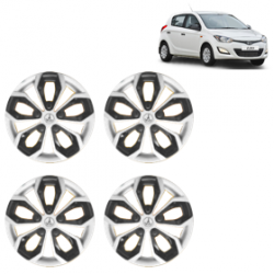 Premium Quality Car Full Wheel Cover Caps Clip Type 13 Inches (Fury) (Double Colour Silver-Black) For i20