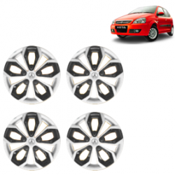 Premium Quality Car Full Wheel Cover Caps Clip Type 13 Inches (Fury) (Double Colour Silver-Black) For Indica V3