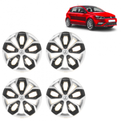 Premium Quality Car Full Wheel Cover Caps Clip Type 13 Inches (Fury) (Double Colour Silver-Black) For Polo