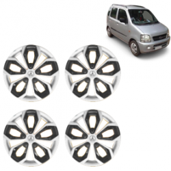 Premium Quality Car Full Wheel Cover Caps Clip Type 13 Inches (Fury) (Double Colour Silver-Black) For Wagon R