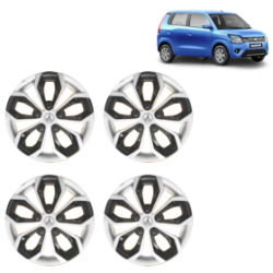 Premium Quality Car Full Wheel Cover Caps Clip Type 13 Inches (Fury) (Double Colour Silver-Black) For Wagon R 2019 Onwards Type 5