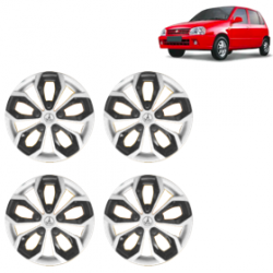 Premium Quality Car Full Wheel Cover Caps Clip Type 13 Inches (Fury) (Double Colour Silver-Black) For Zen
