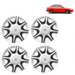 Premium Quality Car Full Wheel Cover Caps Clip Type 13 Inches (Nike A) (Double Colour Silver-Black) For Accent Viva
