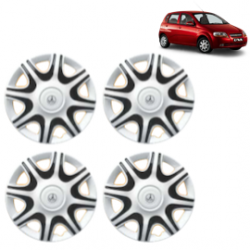 Premium Quality Car Full Wheel Cover Caps Clip Type 13 Inches (Nike A) (Double Colour Silver-Black) For Aveo U-Va