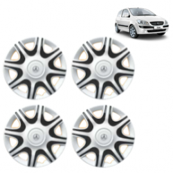 Premium Quality Car Full Wheel Cover Caps Clip Type 13 Inches (Nike A) (Double Colour Silver-Black) For Getz