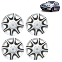 Premium Quality Car Full Wheel Cover Caps Clip Type 13 Inches (Nike A) (Double Colour Silver-Black) For Getz Prime