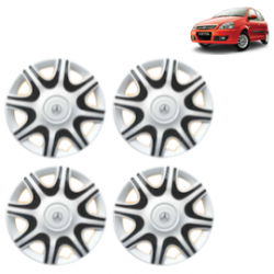 Premium Quality Car Full Wheel Cover Caps Clip Type 13 Inches (Nike A) (Double Colour Silver-Black) For Indica V3