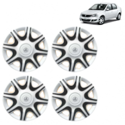 Premium Quality Car Full Wheel Cover Caps Clip Type 13 Inches (Nike A) (Double Colour Silver-Black) For Logan