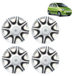 Premium Quality Car Full Wheel Cover Caps Clip Type 13 Inches (Nike A) (Double Colour Silver-Black) For Spark