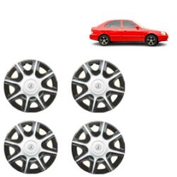 Premium Quality Car Full Wheel Cover Caps Clip Type 13 Inches (Nike B) (Double Colour Silver-Black) For Accent Viva