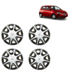 Premium Quality Car Full Wheel Cover Caps Clip Type 13 Inches (Nike B) (Double Colour Silver-Black) For Aveo U-Va