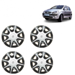 Premium Quality Car Full Wheel Cover Caps Clip Type 13 Inches (Nike B) (Double Colour Silver-Black) For Getz Prime