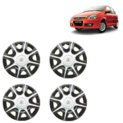 Premium Quality Car Full Wheel Cover Caps Clip Type 13 Inches (Nike B) (Double Colour Silver-Black) For Indica V3