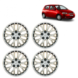 Premium Quality Car Full Wheel Cover Caps Clip Type 13 Inches (Phoenix) (Double Colour Silver-Black) For Aveo U-Va