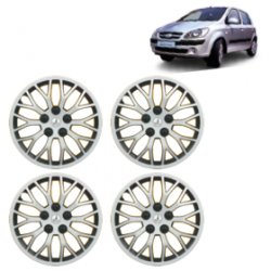 Premium Quality Car Full Wheel Cover Caps Clip Type 13 Inches (Phoenix) (Double Colour Silver-Black) For Getz Prime