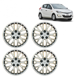 Premium Quality Car Full Wheel Cover Caps Clip Type 13 Inches (Phoenix) (Double Colour Silver-Black) For i20