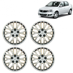 Premium Quality Car Full Wheel Cover Caps Clip Type 13 Inches (Phoenix) (Double Colour Silver-Black) For Logan