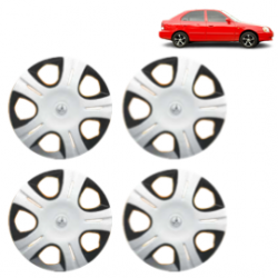 Premium Quality Car Full Wheel Cover Caps Clip Type 13 Inches (Pirus) (Double Colour Silver-Black) For Accent Viva