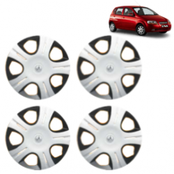 Premium Quality Car Full Wheel Cover Caps Clip Type 13 Inches (Pirus) (Double Colour Silver-Black) For Aveo U-Va