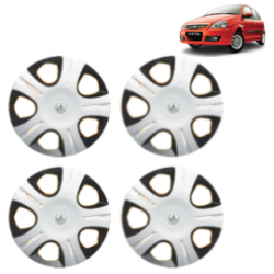 Premium Quality Car Full Wheel Cover Caps Clip Type 13 Inches (Pirus) (Double Colour Silver-Black) For Indica V3