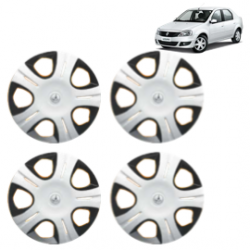 Premium Quality Car Full Wheel Cover Caps Clip Type 13 Inches (Pirus) (Double Colour Silver-Black) For Logan
