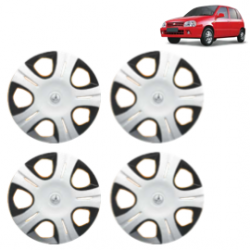 Premium Quality Car Full Wheel Cover Caps Clip Type 13 Inches (Pirus) (Double Colour Silver-Black) For Zen