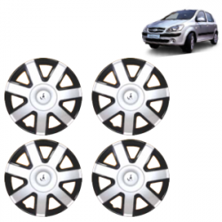 Premium Quality Car Full Wheel Cover Caps Clip Type 13 Inches (PK) (Double Colour Silver-Black) For Getz Prime