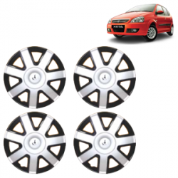 Premium Quality Car Full Wheel Cover Caps Clip Type 13 Inches (PK) (Double Colour Silver-Black) For Indica V3