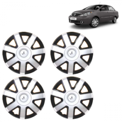 Premium Quality Car Full Wheel Cover Caps Clip Type 13 Inches (PK) (Double Colour Silver-Black) For Indigo Manza
