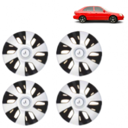Premium Quality Car Full Wheel Cover Caps Clip Type 13 Inches (Power) (Double Colour Silver-Black) For Accent Viva