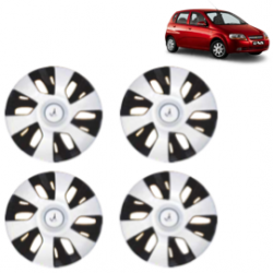 Premium Quality Car Full Wheel Cover Caps Clip Type 13 Inches (Power) (Double Colour Silver-Black) For Aveo U-Va