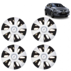 Premium Quality Car Full Wheel Cover Caps Clip Type 13 Inches (Power) (Double Colour Silver-Black) For Baleno New Model