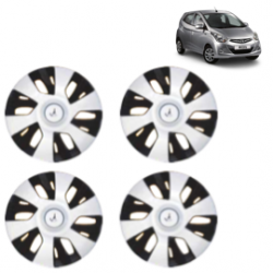 Premium Quality Car Full Wheel Cover Caps Clip Type 13 Inches (Power) (Double Colour Silver-Black) For Eon 1.0L