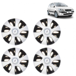 Premium Quality Car Full Wheel Cover Caps Clip Type 13 Inches (Power) (Double Colour Silver-Black) For Getz