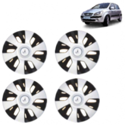 Premium Quality Car Full Wheel Cover Caps Clip Type 13 Inches (Power) (Double Colour Silver-Black) For Getz Prime