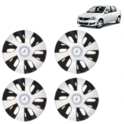 Premium Quality Car Full Wheel Cover Caps Clip Type 13 Inches (Power) (Double Colour Silver-Black) For Logan