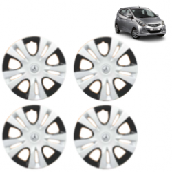 Premium Quality Car Full Wheel Cover Caps Clip Type 13 Inches (Puma D/C) (Double Colour Silver-Black) For Eon 1.0L