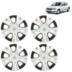 Premium Quality Car Full Wheel Cover Caps Clip Type 13 Inches (Puma D/C) (Double Colour Silver-Black) For Logan