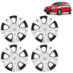Premium Quality Car Full Wheel Cover Caps Clip Type 13 Inches (Puma D/C) (Double Colour Silver-Black) For Zen