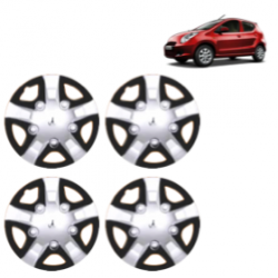 Premium Quality Car Full Wheel Cover Caps Clip Type 13 Inches (Rhino) (Double Colour Silver-Black) For A-Star
