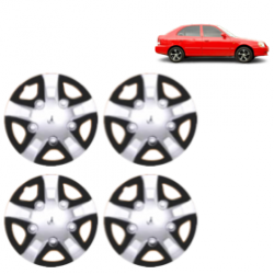 Premium Quality Car Full Wheel Cover Caps Clip Type 13 Inches (Rhino) (Double Colour Silver-Black) For Accent Viva