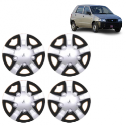 Premium Quality Car Full Wheel Cover Caps Clip Type 13 Inches (Rhino) (Double Colour Silver-Black) For Alto