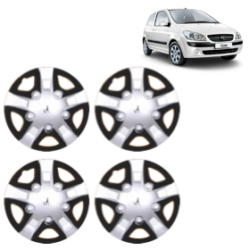 Premium Quality Car Full Wheel Cover Caps Clip Type 13 Inches (Rhino) (Double Colour Silver-Black) For Getz