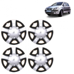 Premium Quality Car Full Wheel Cover Caps Clip Type 13 Inches (Rhino) (Double Colour Silver-Black) For Getz Prime