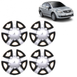 Premium Quality Car Full Wheel Cover Caps Clip Type 13 Inches (Rhino) (Double Colour Silver-Black) For SX4