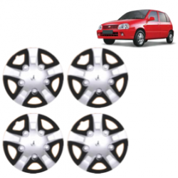 Premium Quality Car Full Wheel Cover Caps Clip Type 13 Inches (Rhino) (Double Colour Silver-Black) For Zen