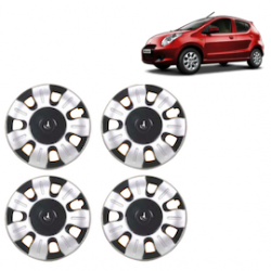 Premium Quality Car Full Wheel Cover Caps Clip Type 13 Inches (Smart) (Double Colour Silver-Black) For A-Star